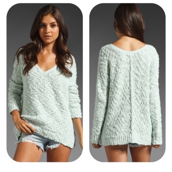 Free People Song Bird popcorn sweater in mint S - Picture 1 of 5